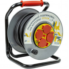 Подовжувач на котушці PowerPlant JY-20022/25 4 розетки, 16А, 3x2.5мм, 25 м, 100% мідь Grey (EX610525)
