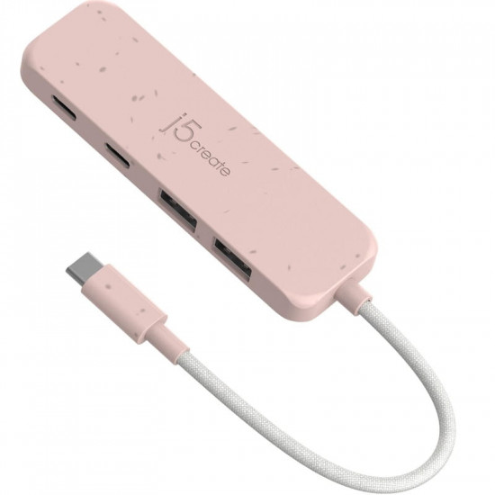 USB-хаб J5create 2 USB-A/2 USB-С Red (JCH342ER-N)