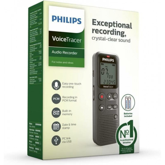 Диктофон Philips DVT1120 8GB Gray