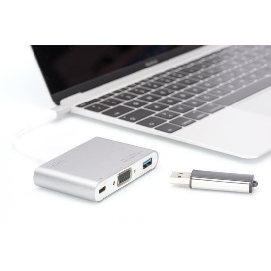 Концентратор USB Type-C Digitus Silver (DA-70839) USB 3.0, VGA, USB-C