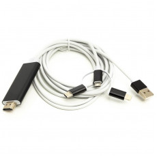 Кабель PowerPlant (CA911912) HDMI-Lightning-Type-C-MircoUSB, 1 м, білий