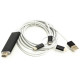 Кабель PowerPlant (CA911912) HDMI-Lightning-Type-C-MircoUSB, 1 м, білий