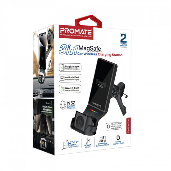 Бездротовий зарядний пристрій Promate MagDrive-Trio MagSafe Black