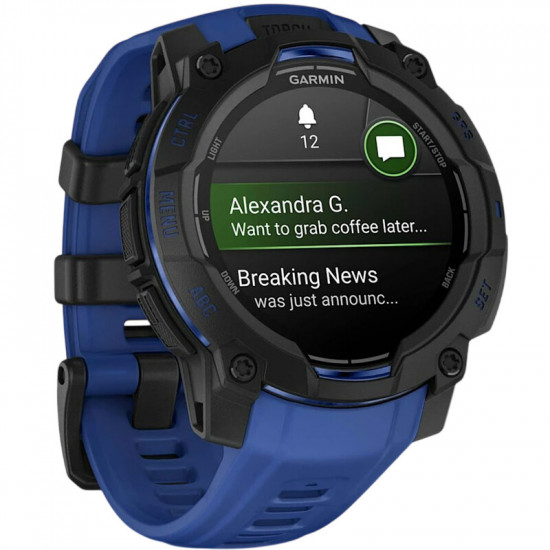 Смарт-годинник Garmin Instinct 3 45mm AMOLED Black with Bolt Blue/Black Silicone (010-02936-43)