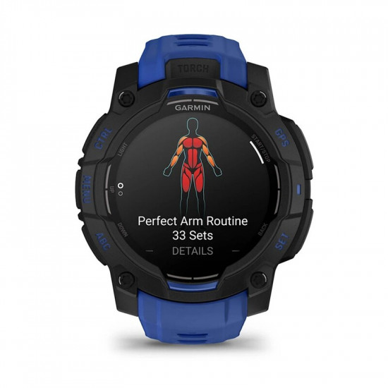 Смарт-годинник Garmin Instinct 3 45mm AMOLED Black with Bolt Blue/Black Silicone (010-02936-43)