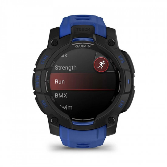 Смарт-годинник Garmin Instinct 3 45mm AMOLED Black with Bolt Blue/Black Silicone (010-02936-43)
