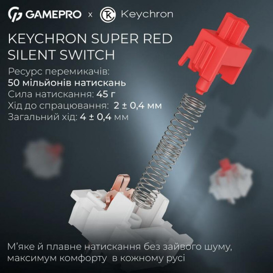 Клавіатура бездротова GamePro Asgard Ragnar Keychron Super Red Switch Blue (MK285BL)
