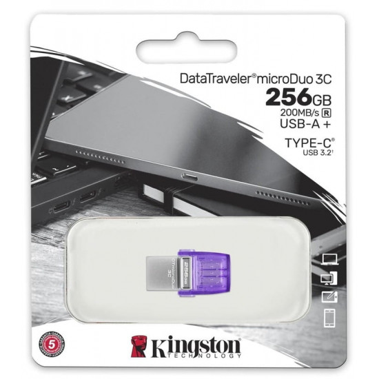 Флеш-накопичувач USB3.2 256GB Type-C Kingston DataTraveler microDuo 3C (DTDUO3CG3/256GB)