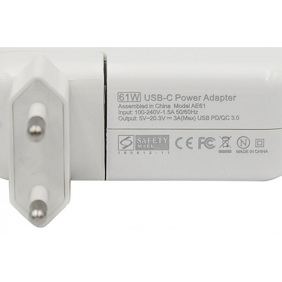 Блок живлення PowerPlant для ноутбуков Apple 220V, 20V 61W (USB Type-C) (AP61HCUSB)