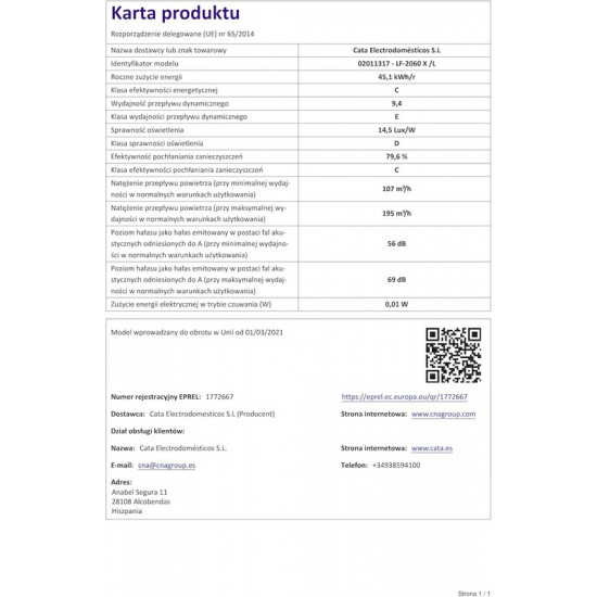 Витяжка Cata LF 2060 X