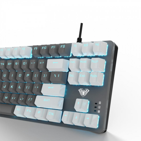 Клавіатура Aula Mechanical F3287 White/Grey keycap KRGD blue (6948391240688)