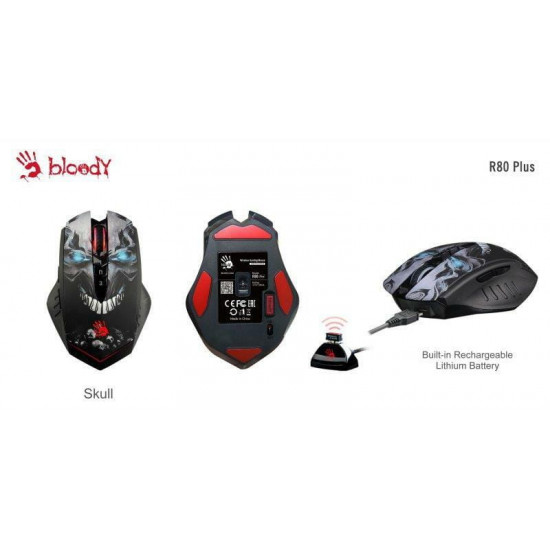 Миша бездротова Bloody R80 Plus (Skull) Black