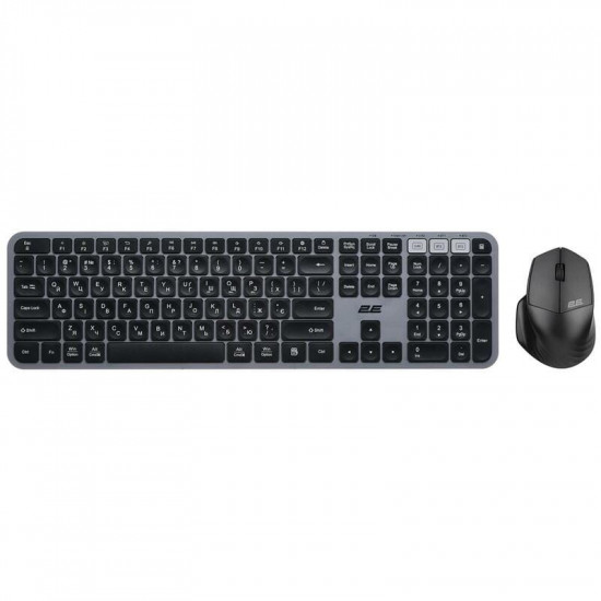 Комплект (клавіатура, миша) бездротовий 2E MK440 Grey/Black (2E-MK440WBGR_UA)