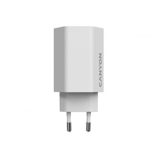 Мережевий зарядний пристрій Canyon Exagon 65 GaN 65W 2xPD 1xQC EU White (CND-CHAHEX65W)