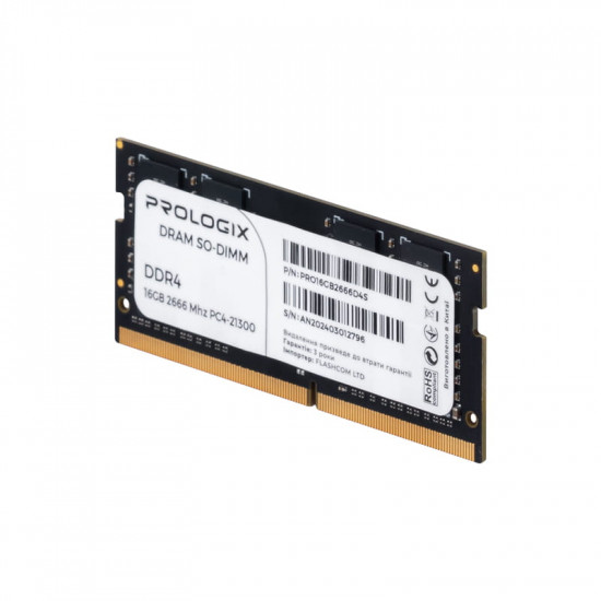 Модуль пам`ятi SO-DIMM 16GB/2666 DDR4 Prologix (PRO16GB2666D4SB)_Bulk