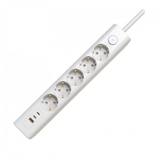 Подовжувач блоковий (PP) Electrum 5 розеток 3м із вимикачем та 2 Type-C + USB C-ES-1991