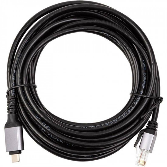 Кабель PowerPlant USB Type-C - RJ45 (M/М) 15м Black (CA914968)
