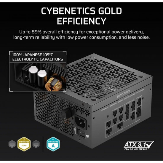 Блок живлення Corsair RM1000x Shift ATX 3.1 1000W (CP-9020300-EU)