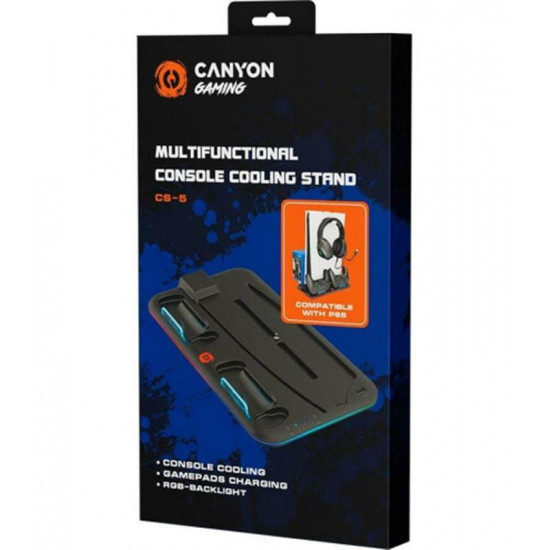 Мультифункціональна зарядна підставка Canyon CS-5 для PS5 Black (CND-CSPS5B)