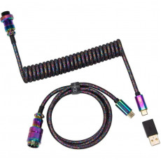 Кабель для клавіатури Keychron Premium Coiled Aviator Cable-Straight Rainbow Palted black (CAB5_KEYCHRON)