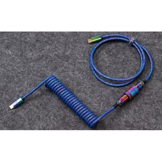 Кабель для клавіатури Keychron Premium Coiled Aviator Cable-Straight Rainbow Palted black (CAB5_KEYCHRON)