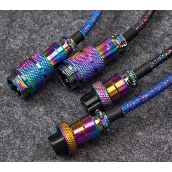 Кабель для клавіатури Keychron Premium Coiled Aviator Cable-Straight Rainbow Palted black (CAB5_KEYCHRON)