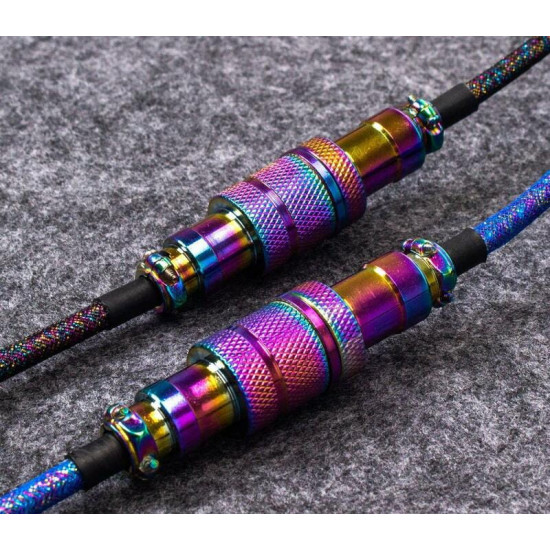 Кабель для клавіатури Keychron Premium Coiled Aviator Cable-Straight Rainbow Palted black (CAB5_KEYCHRON)