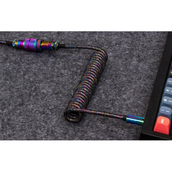Кабель для клавіатури Keychron Premium Coiled Aviator Cable-Straight Rainbow Palted black (CAB5_KEYCHRON)