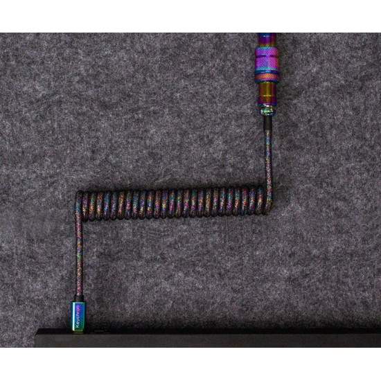 Кабель для клавіатури Keychron Premium Coiled Aviator Cable-Straight Rainbow Palted black (CAB5_KEYCHRON)
