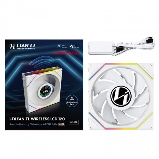 Вентилятор Lian Li Uni Fan TL Wireless LCD 120-1 Reverse White (G99.12RTLLCD1W1W.00)