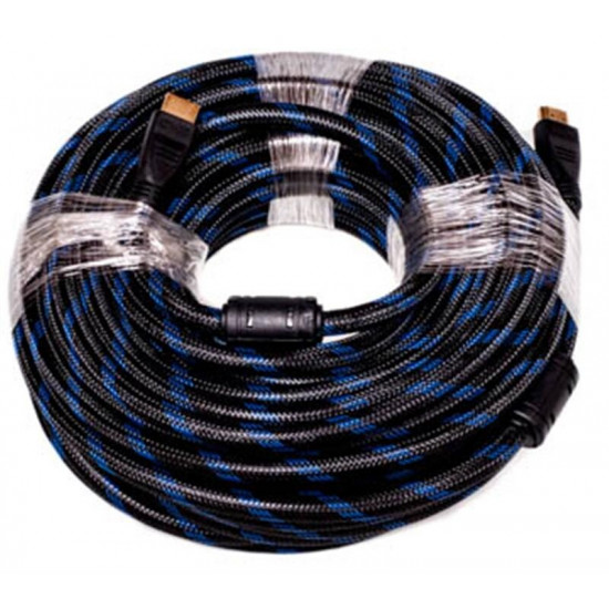 Кабель PowerPlant (KD00AS1207) HDMI-HDMI v1.4, 20м, Nylon, Double ferrites, Black