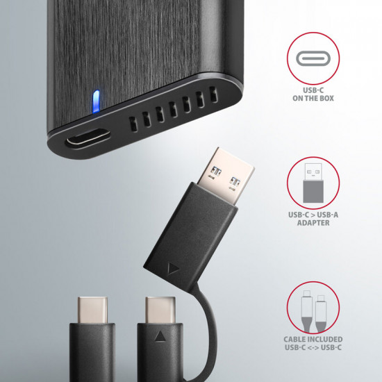 Зовнішня кишеня Axagon NVMe M.2 2242/2260/2280 USB Type-C 3.2 Black (EEM2-SB2)