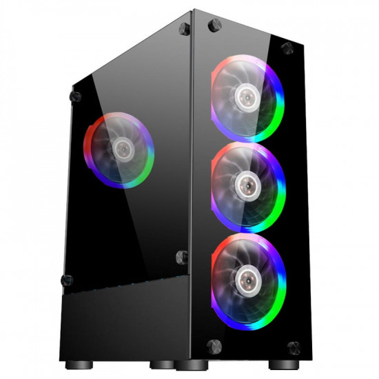 Корпус 1stPlayer V2-A-BK-4F1 Black без БЖ