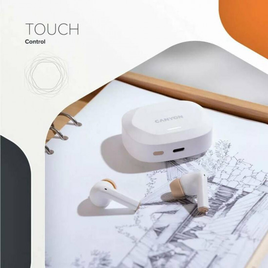 Bluetooth-гарнітура Canyon TWS-7 Hexagon White/Beige (CNS-TWS7WB)