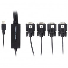Кабель Viewcon USB - 4хCOM (M/M), (9+25pin), 1.4 м, Black (VE671)