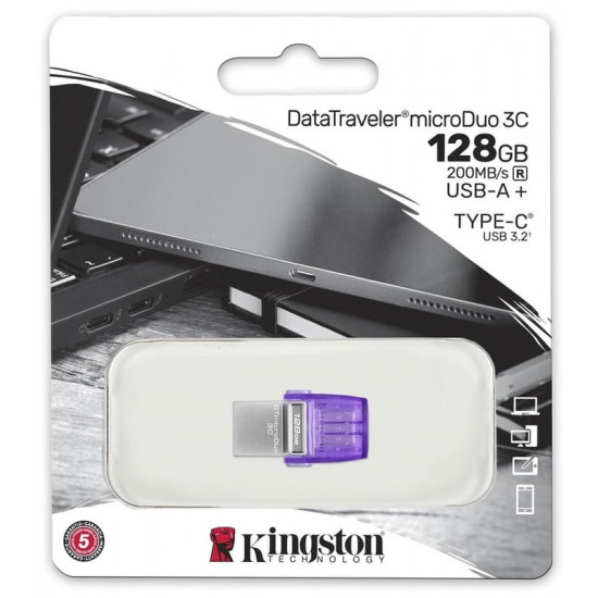 Флеш-накопичувач USB3.2 128GB Type-C Kingston DataTraveler microDuo 3C (DTDUO3CG3/128GB)