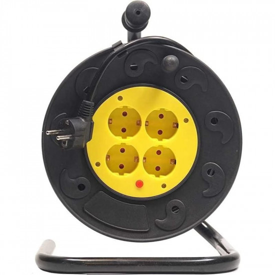 Подовжувач на котушці PowerPlant JY-2002/50 (PPRA10M500S4) 4 розетки, 50 м, чорний/жовтий