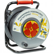 Подовжувач на котушці PowerPlant JY-20022/50 4 розетки, 16А, 3x2.5мм, 50 м, 100% мідь Grey (EX610549)