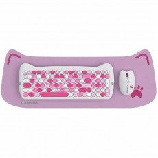 Комплект бездротовий (клавіатура, миша) Canyon HSET-W6 Kitty Edition Pink (CNS-HSETW6PK)
