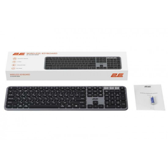 Клавіатура бездротова 2E KS240 WL BT Gray (2E-KS240WG_UA)