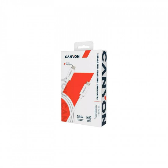 Кабель Canyon UC-42 USB Type-C - USB Type-C (M/M) 240W 2 м, White (CNS-USBC42W)