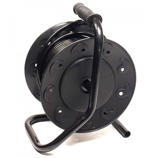 Подовжувач на котушці PowerPlant JY-2002/15 (PPRA10M150S4) 4 розетки, 15 м, чорно-жовтий