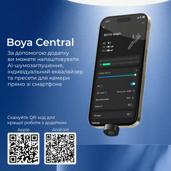 Мікрофон BOYA Magic-02 Type-C/Lightning Black