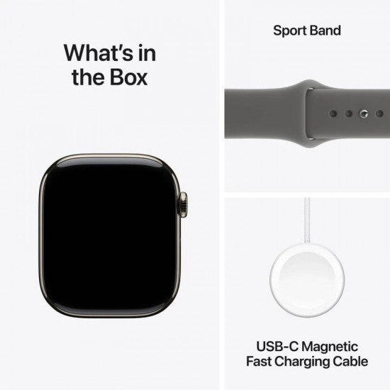 Смарт-годинник Apple Watch Series 11 GPS + Cellular 46mm Natural Titanium Case with Stone Grey Sport Band - M/L (MFCX4RK/A)
