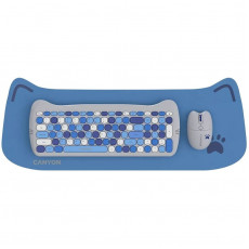 Комплект бездротовий (клавіатура, миша) Canyon HSET-W6 Kitty Edition Blue (CNS-HSETW6BL)