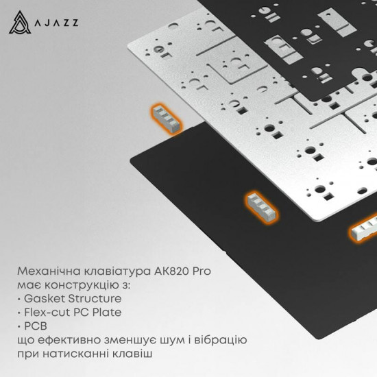 Клавіатура бездротова Ajazz AK820 Pro Flying Fish Switch Black RGB With Screen (AK820PRO-FF-BGY)