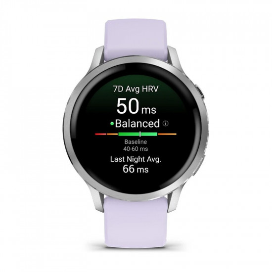 Смарт-годинник Garmin Venu 4 41mm Silver Bezel with Periwinkle Silicone Band (010-03013-01)