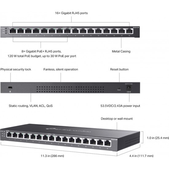 Комутатор TP-Link TL-SG2016P