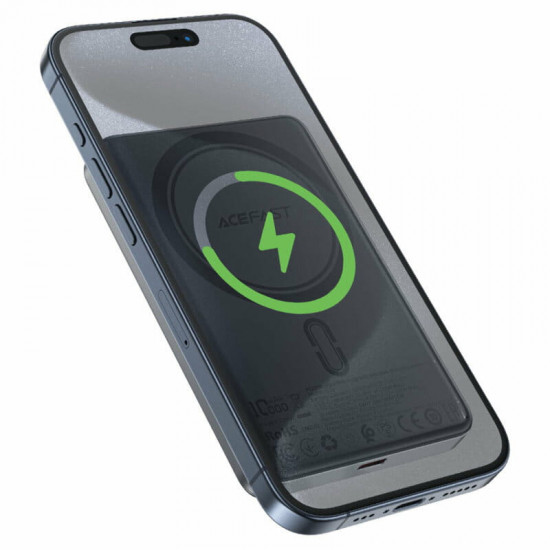 Універсальна мобільна батарея Acefast Magnetic M12 10000mAh 20W Qi-15W Black (6974316283393)