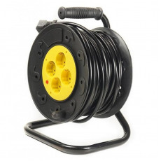 Подовжувач на котушці PowerPlant JY-2002/30 (PPRA10M300S4) 4 розетки, 30 м, чорно-жовтий